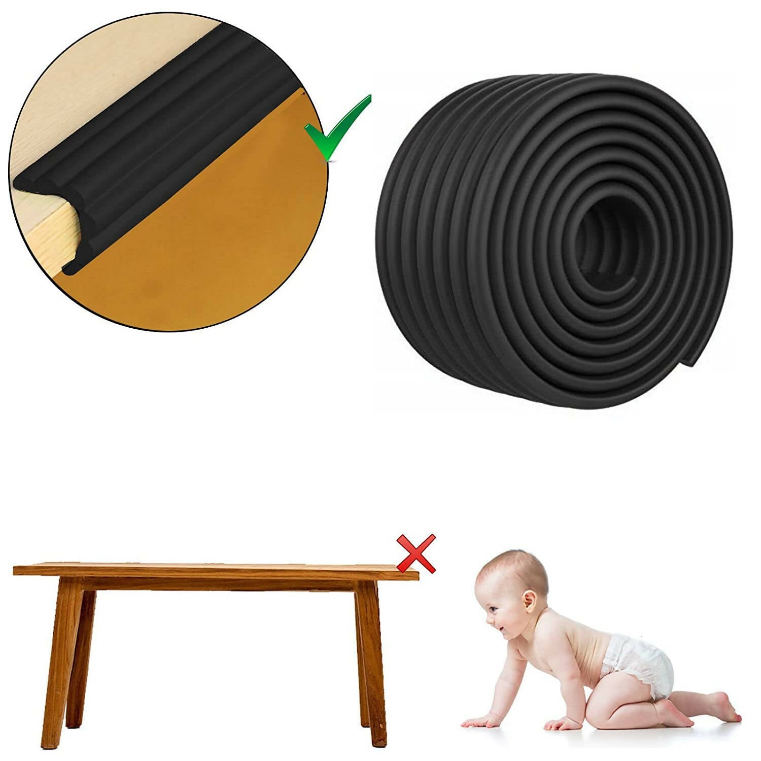 Safe-O-Kid Multi Functional 2 Meter Edge Guard, Black For Kids Protection - Distacart