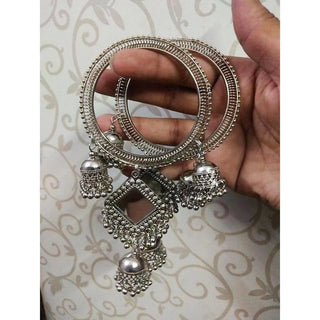 Latkan Bangles With Stylish Mirror And Jhumkas