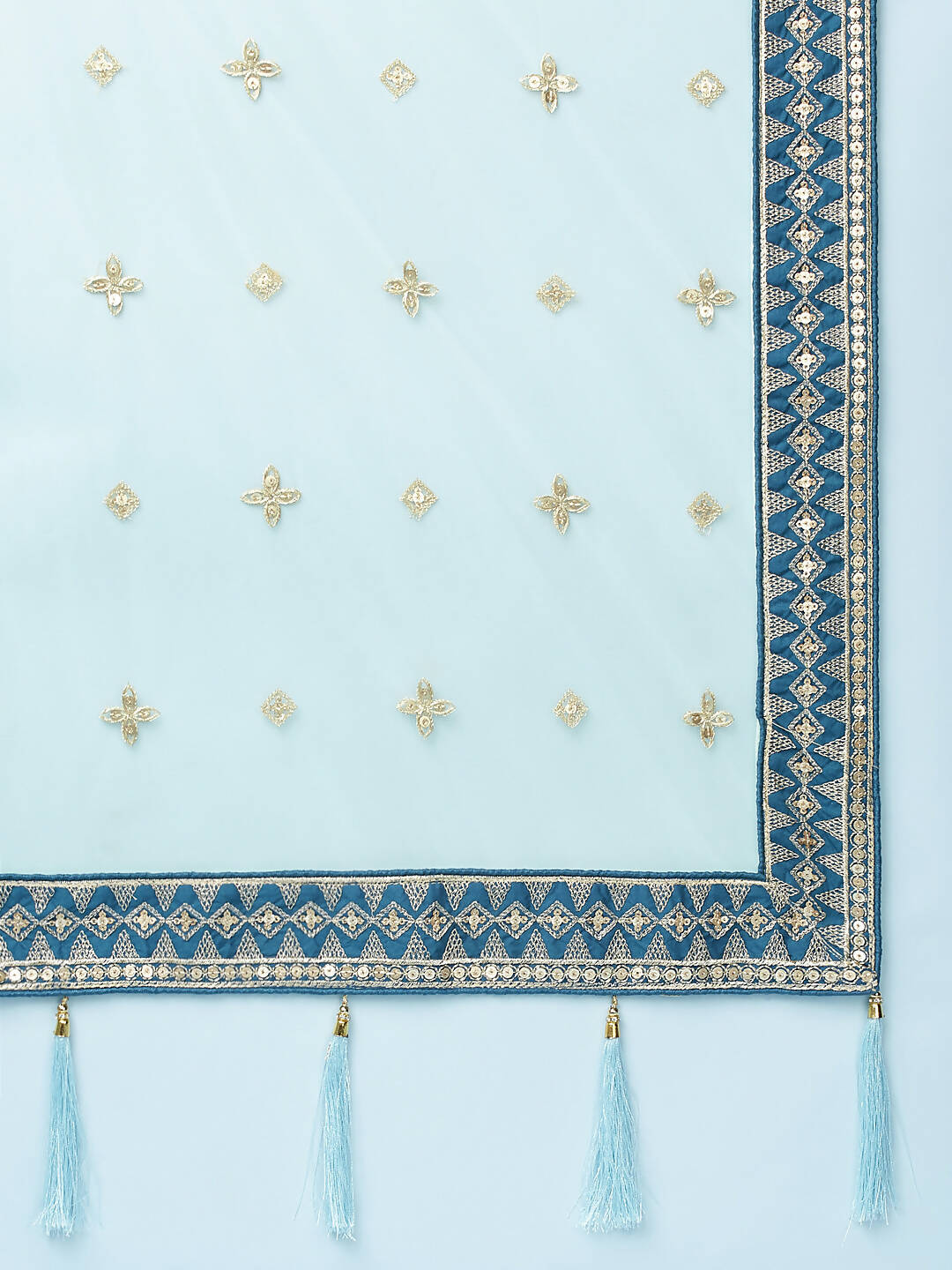 House of Panchhi Teal - Pure Georgette Embroidered Lehenga - Distacart