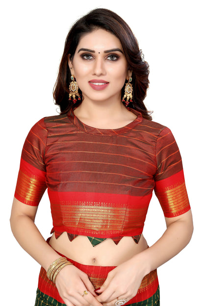 Vamika Weaving Green Cotton Silk Saree - Distacart