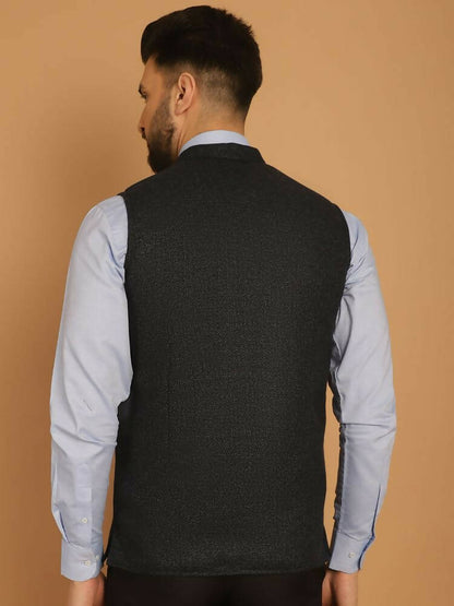 Even Apparels Pure Wool Nehru Jacket - Blue - Distacart