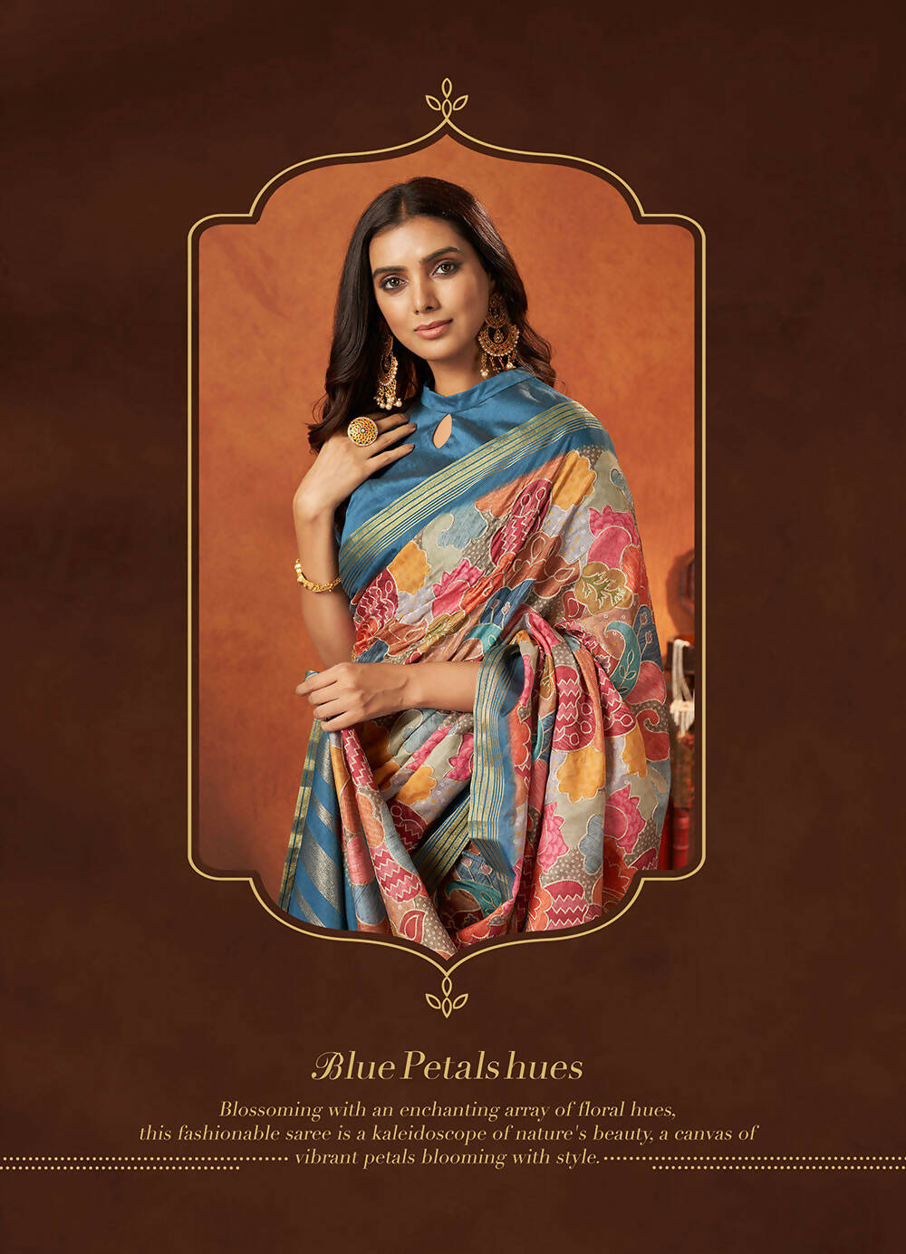 Blue Rangkat and Crepe Silk Paisley Saree With Unstitched Blouse Piece - Mohmanthan Royal Saachi - Distacart