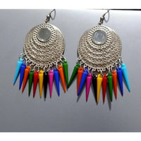 Thumbnail for Silver Oxidized Latest Fashion Long Alloy Drops Chandbali Earrings