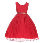 Thumbnail for Asmaani Baby Girl's Red Color Satin Knee Length Frock (AS-DRESS_22041) - Distacart