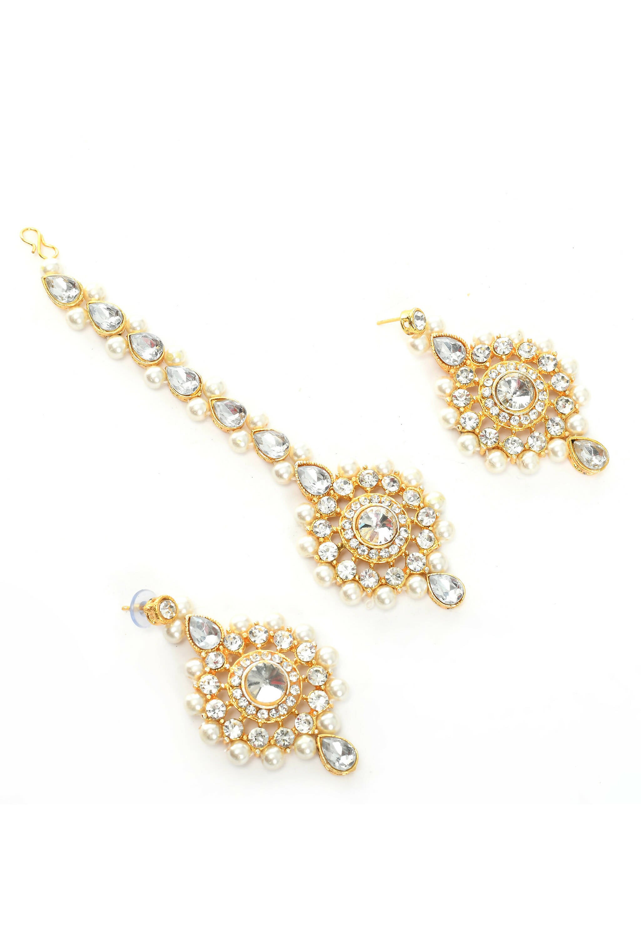 Mominos Fashion Johar Kamal Gold-Plated Rani Haar with Off white Pearls Jewellery Set - Distacart