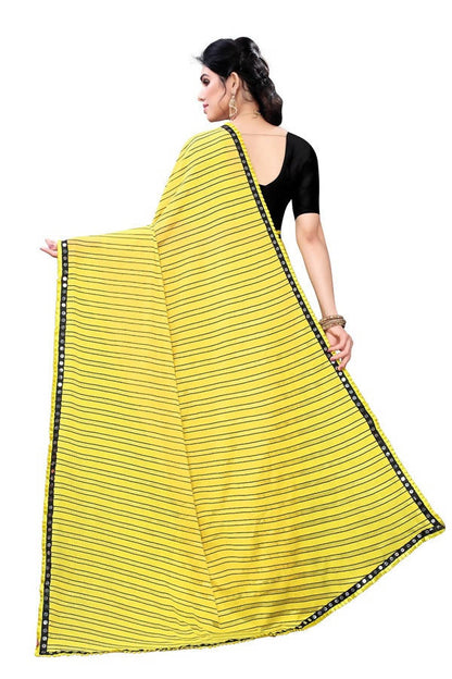 Vamika Yellow Malai Silk Printed Saree (Zigzag Yellow)