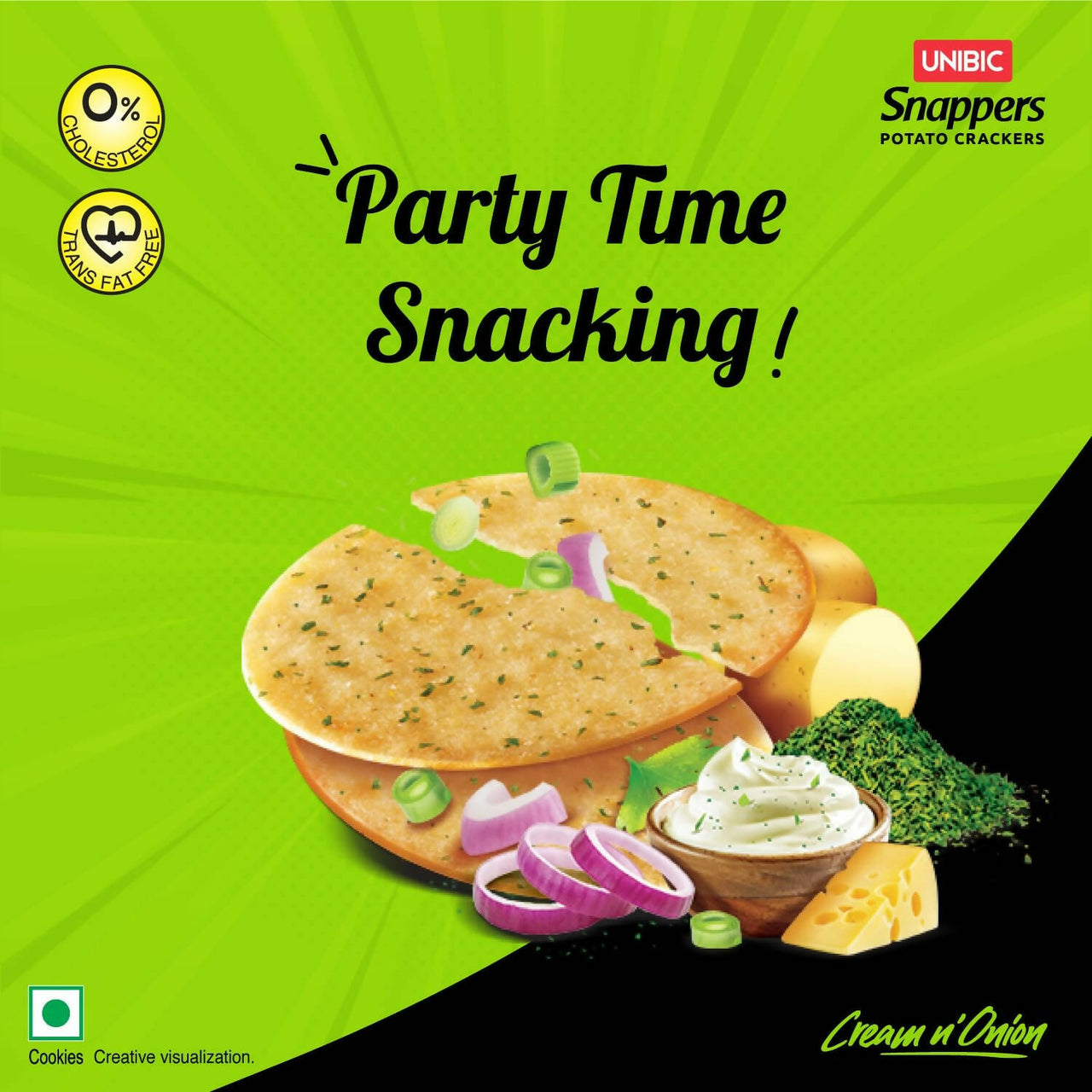 Unibic Foods Snappers Potato Crackers - Cream & Onion - Distacart