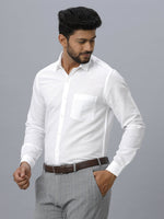 Thumbnail for Ramraj Cotton Mens Full Sleeve White Shirt Plus Size - Justice White - Distacart