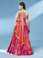 Thumbnail for House of Panchhi Orange Organza Shibori Printed Lehenga choli & Dupatta - Distacart