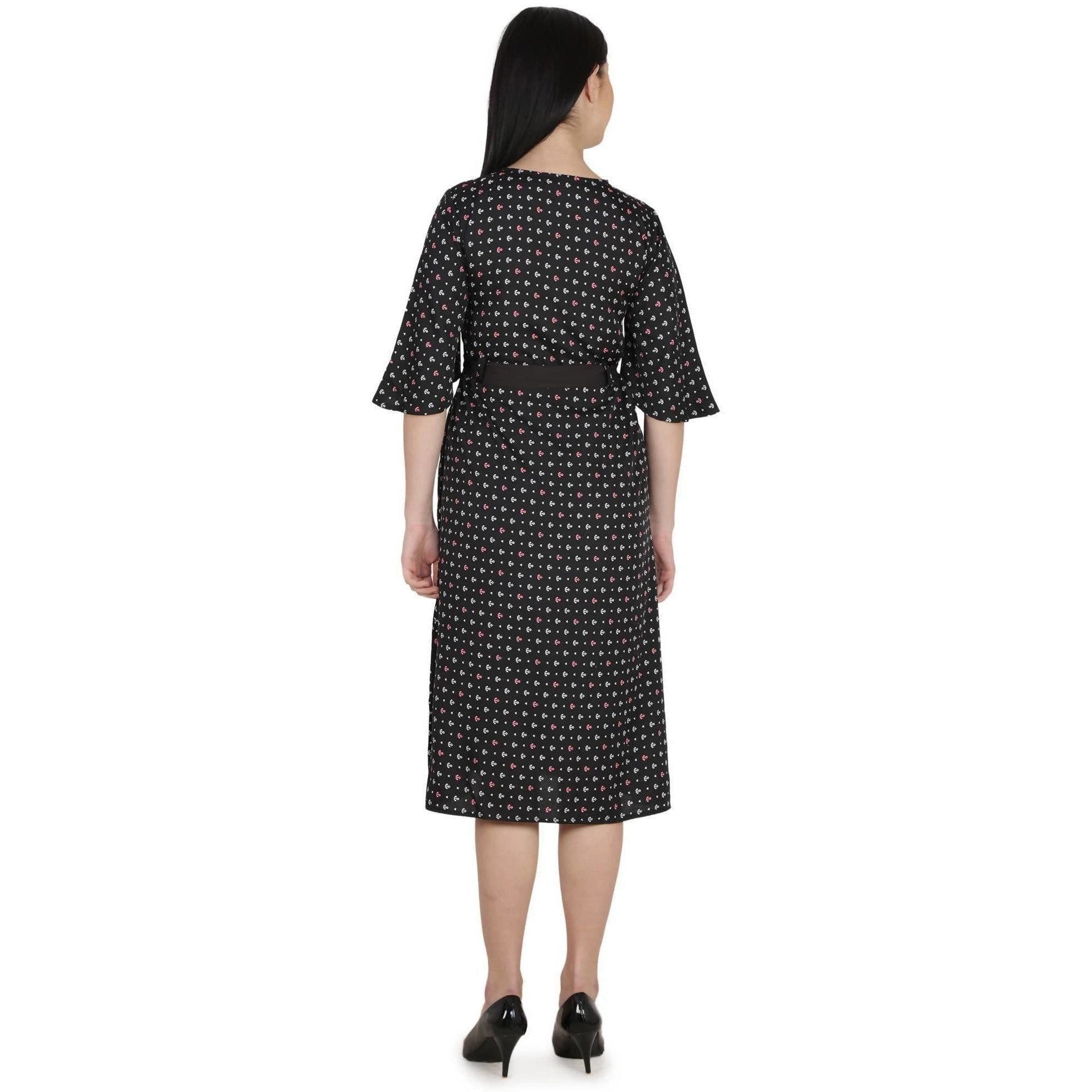 Kanoor Women's Black Forck style Collar neck kurti