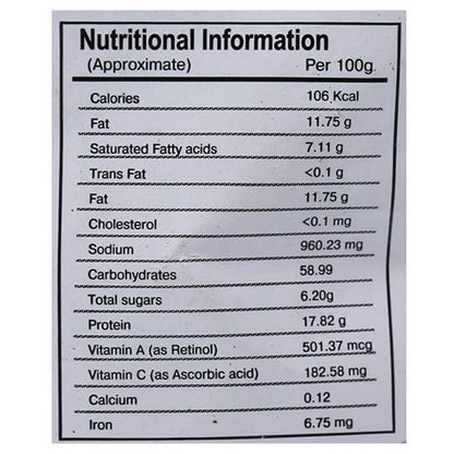 Sri Sri Tattva Chutney Powder Nutritions
