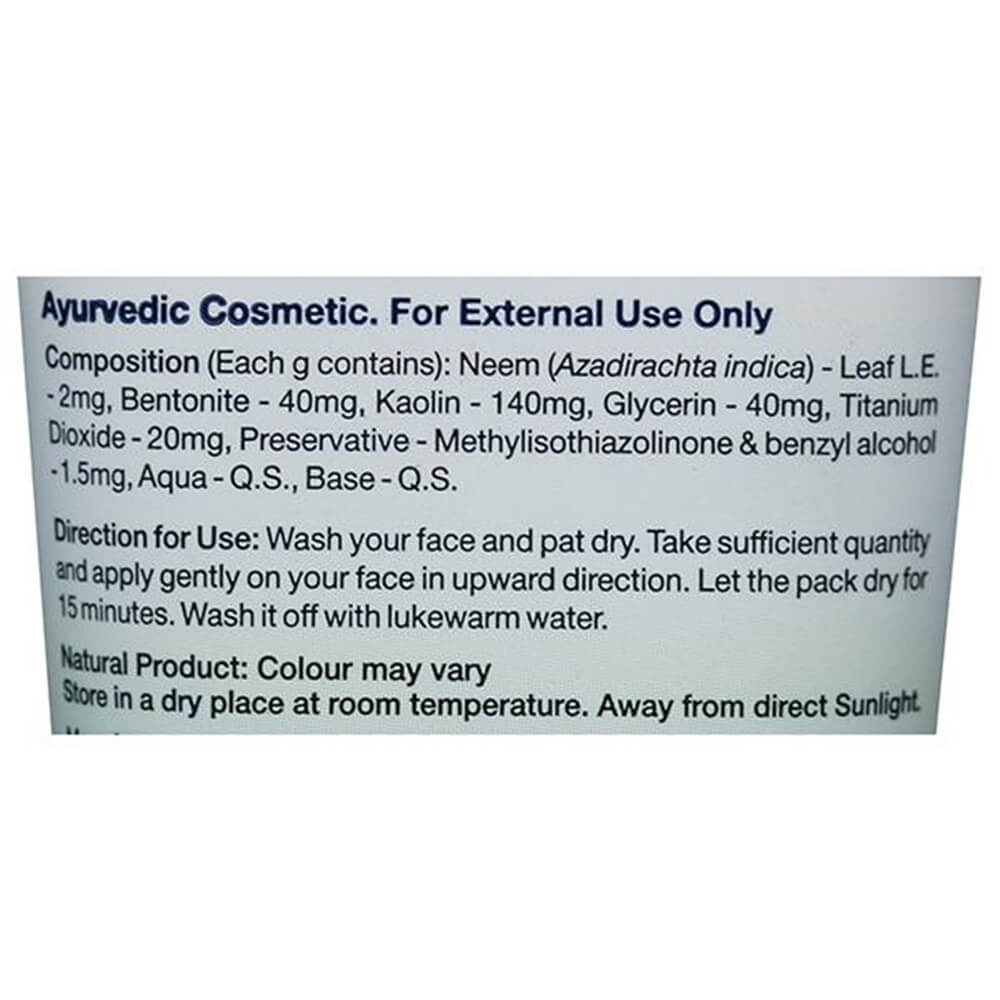 Sri Sri Tattva Neem Face Pack composition