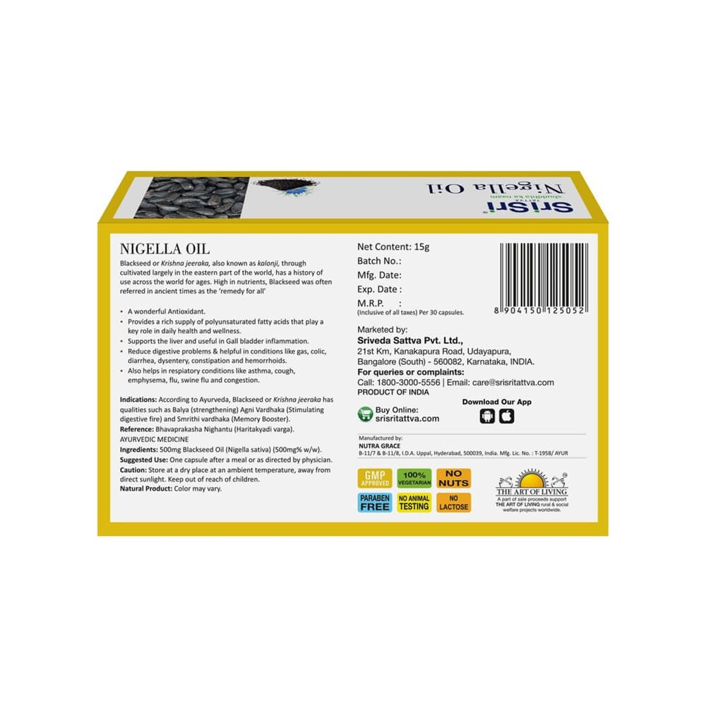 Sri Sri Tattva Nigella Veg Oil Capsules Ingredients