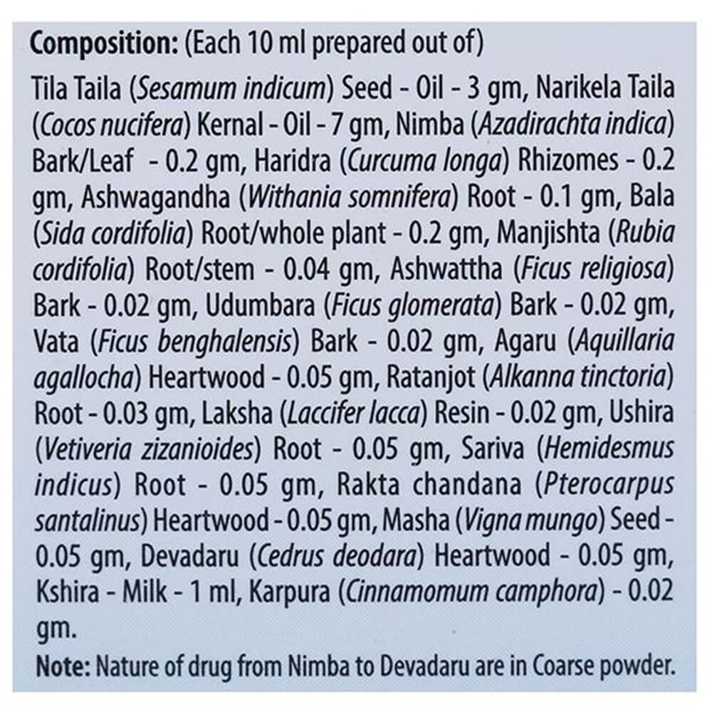 Sri Sri Tattva Shishu Taila composition