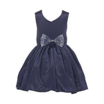 Thumbnail for Asmaani Baby Girl's Navy Blue Color Satin Knee Length Frock (AS-DRESS_22015) - Distacart