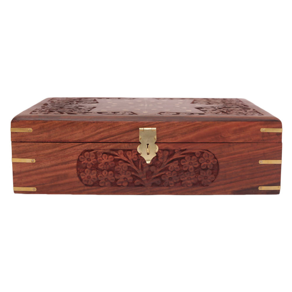 Nizalia Carved Motif Of Flora Handmade Beautiful Jewellery Box
