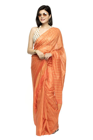 Mominos Fashion Orange Color Bhagalpuri Saree