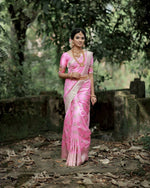 Thumbnail for DEIANA'S Beautiful Golden Jari with New Design Soft Lichi Silk Saree - Baby pink - Distacart