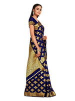 Thumbnail for Mimosa Women's Mysore Silk Crepe Dark Blue Saree - Distacart