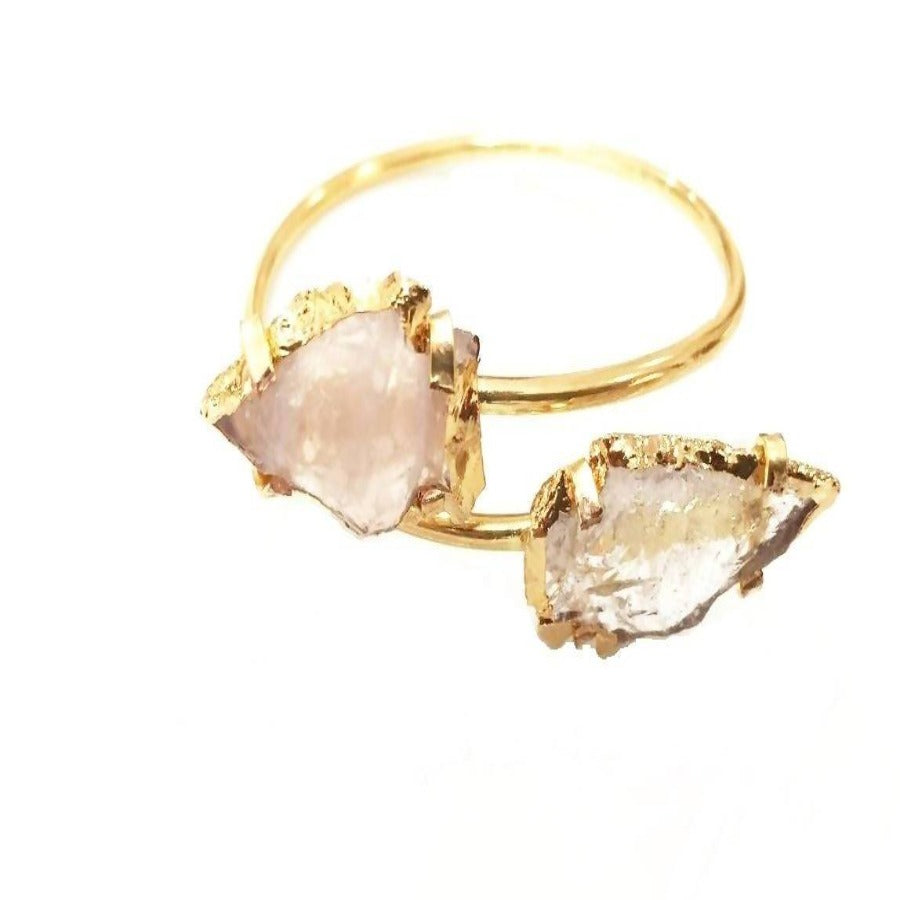 Bling Accessories Natural Stone Crystal Arrow Cuff Bracelet