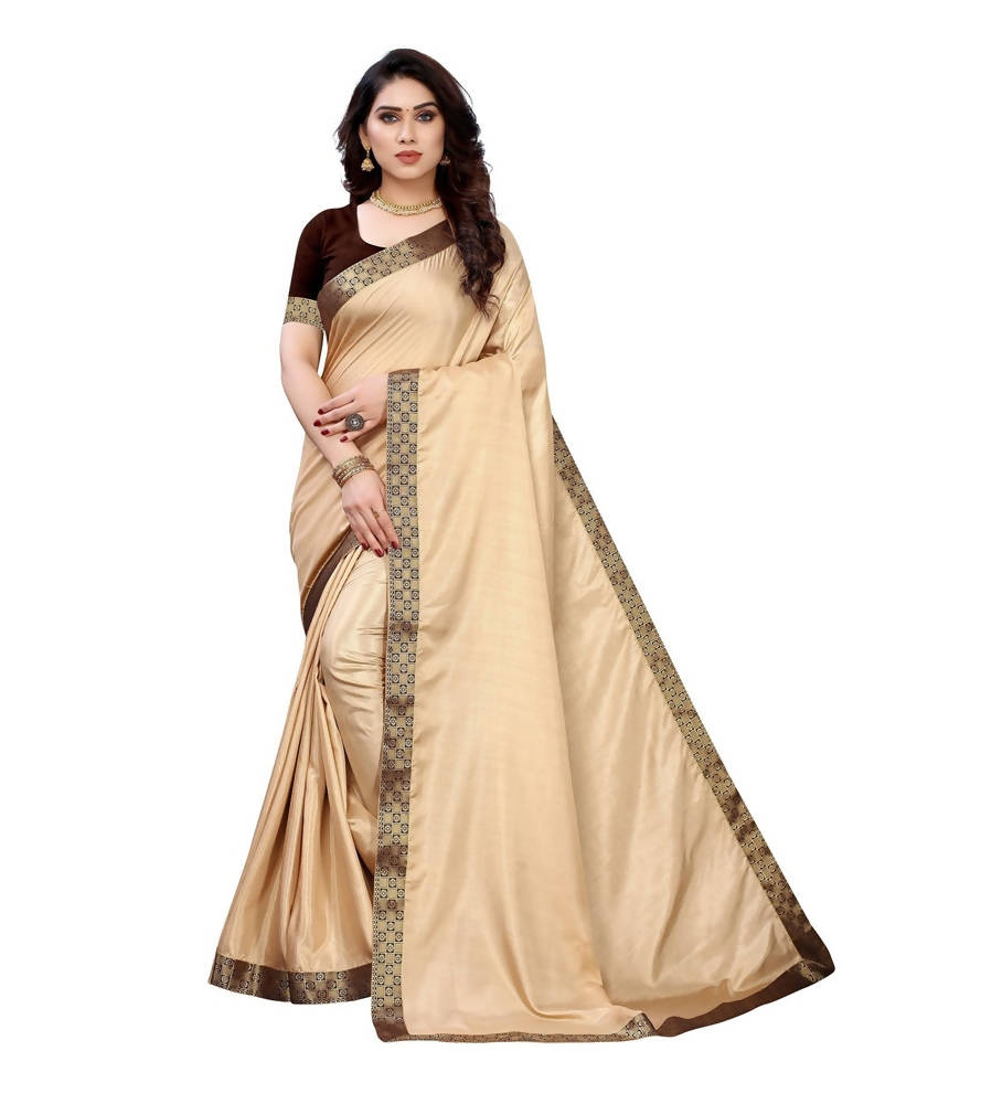 Vamika Cream Dola Silk Border Saree (Kirti Cream)