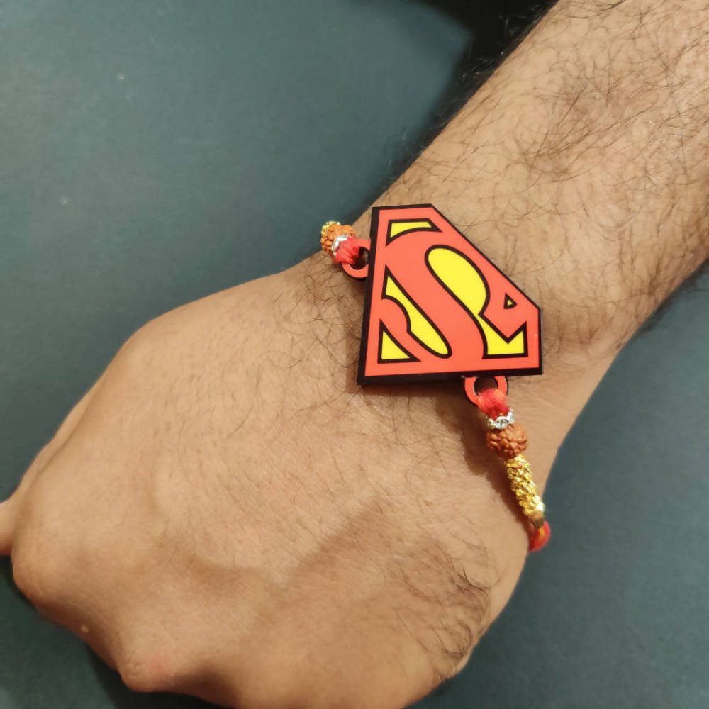 Bhai Please Superman Wooden Rakhi - Distacart