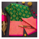 Thumbnail for DEIANA'S Beautiful Golden Jari with New Design Soft Lichi Silk Saree - Green - Distacart