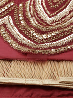Thumbnail for House of Panchhi Women Rosegold Net Embroidered Mirror Lehenga & Blouse with Dupatta - Distacart