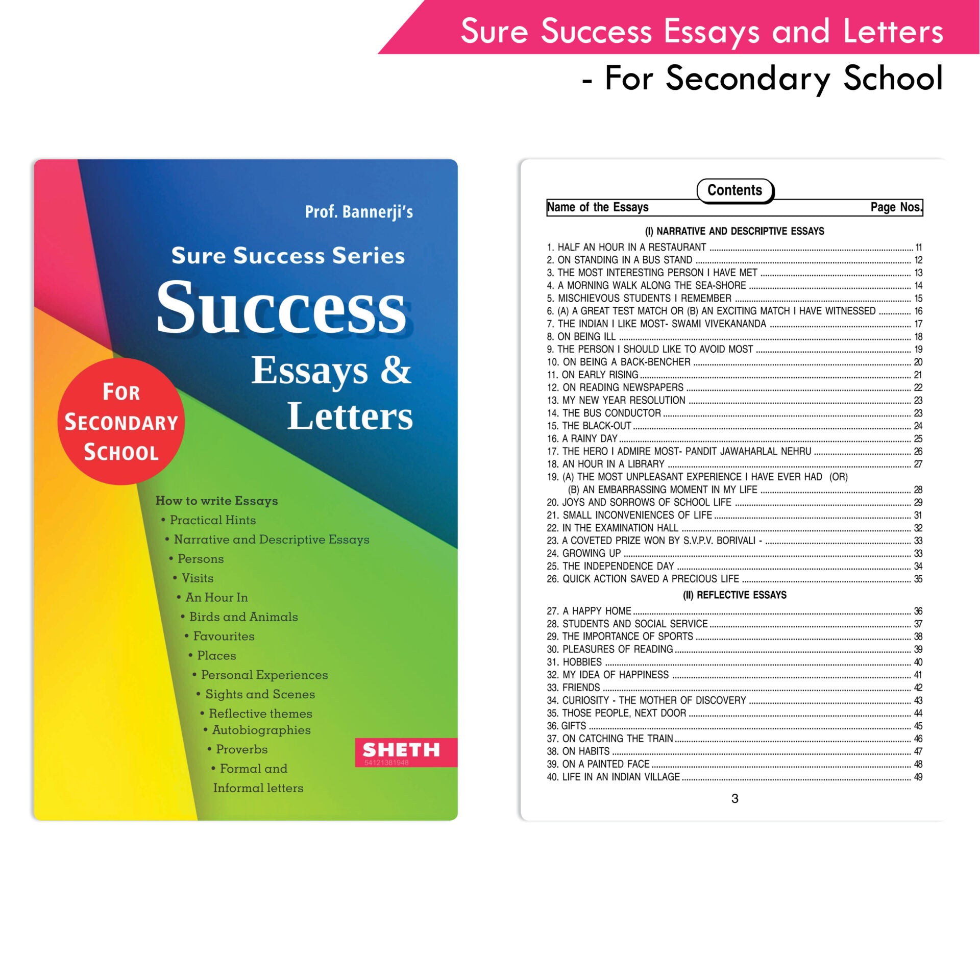 Prof. Bannerji's Sure Success Excellent Essays & Letters for Secondary School | Age 12+ years - Distacart