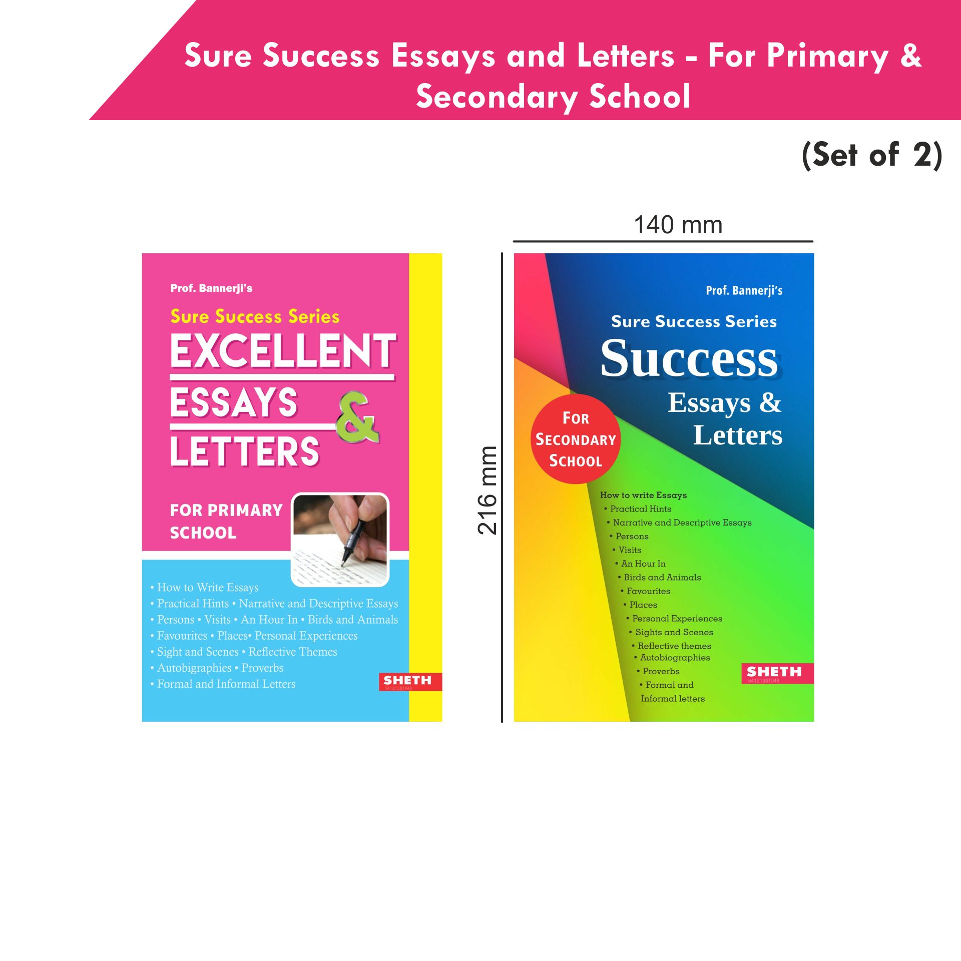 Sure Success Primary & Secondary School Essays and Letters Books Set of 2| Formal & Informal Letters, Descriptive Essays - Distacart