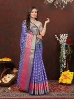 Thumbnail for Lorenvalley Fashion Purple Soft Silk Woven Design with Zari Weaving Leheriya Design Saree - Distacart