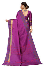 Thumbnail for Vamika Ethnic Fire Purple Cotton Silk Saree - Distacart
