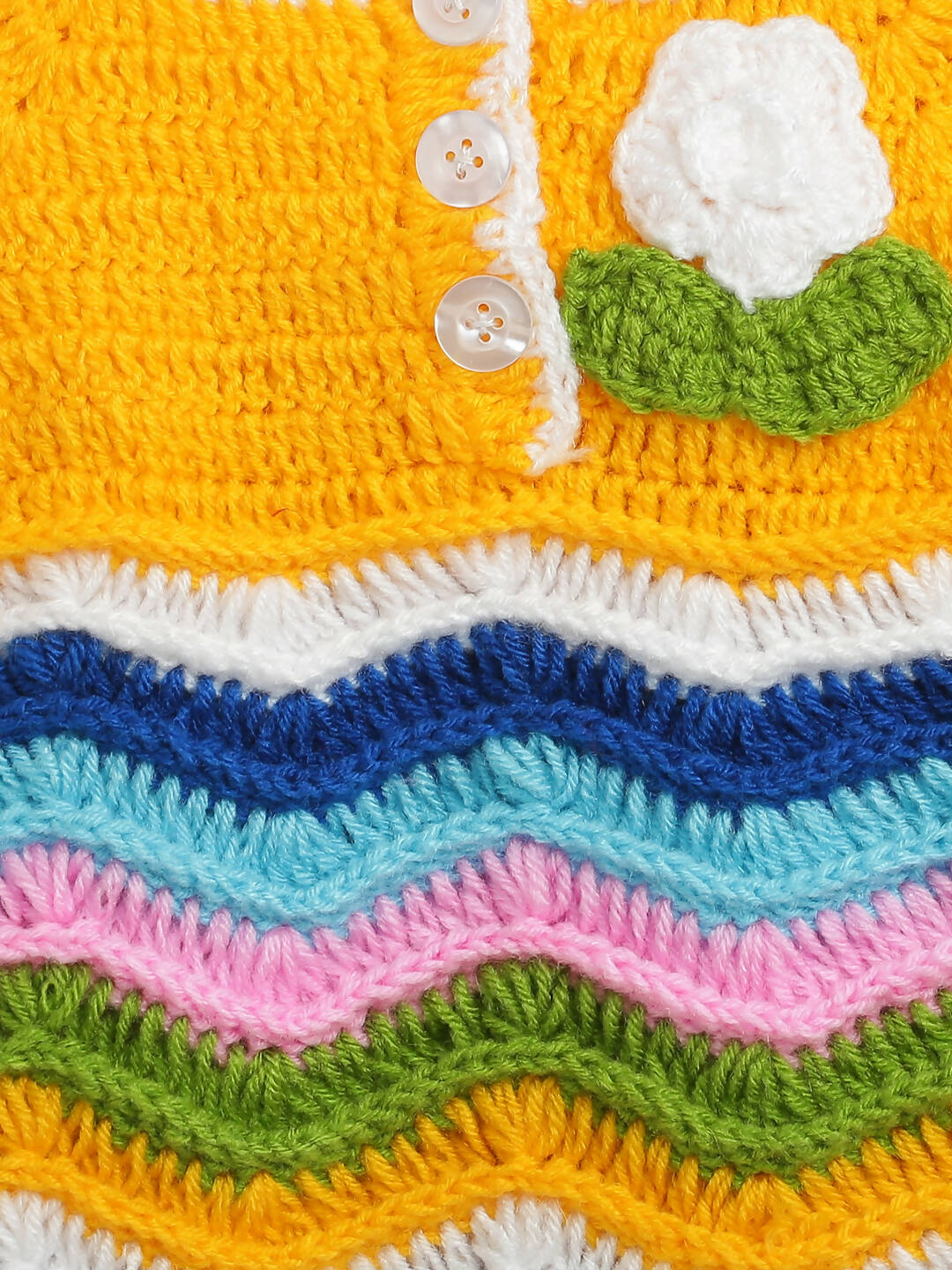 ChutPut Hand knitted Crochet Arcade Wool Dress - Yellow - Distacart