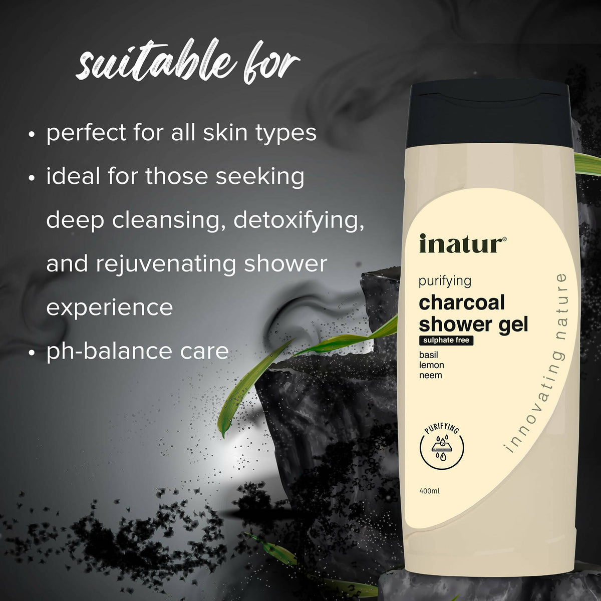 Inatur Charcoal Shower Gel - Distacart