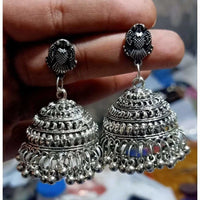 Thumbnail for Oxidized Light Weight Silver Jhumka Earrings