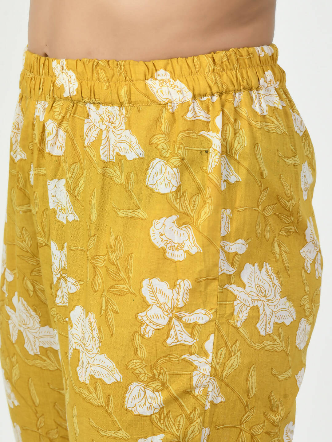 Myshka Women's Yellow Printed Kurta With Trouser - Distacart