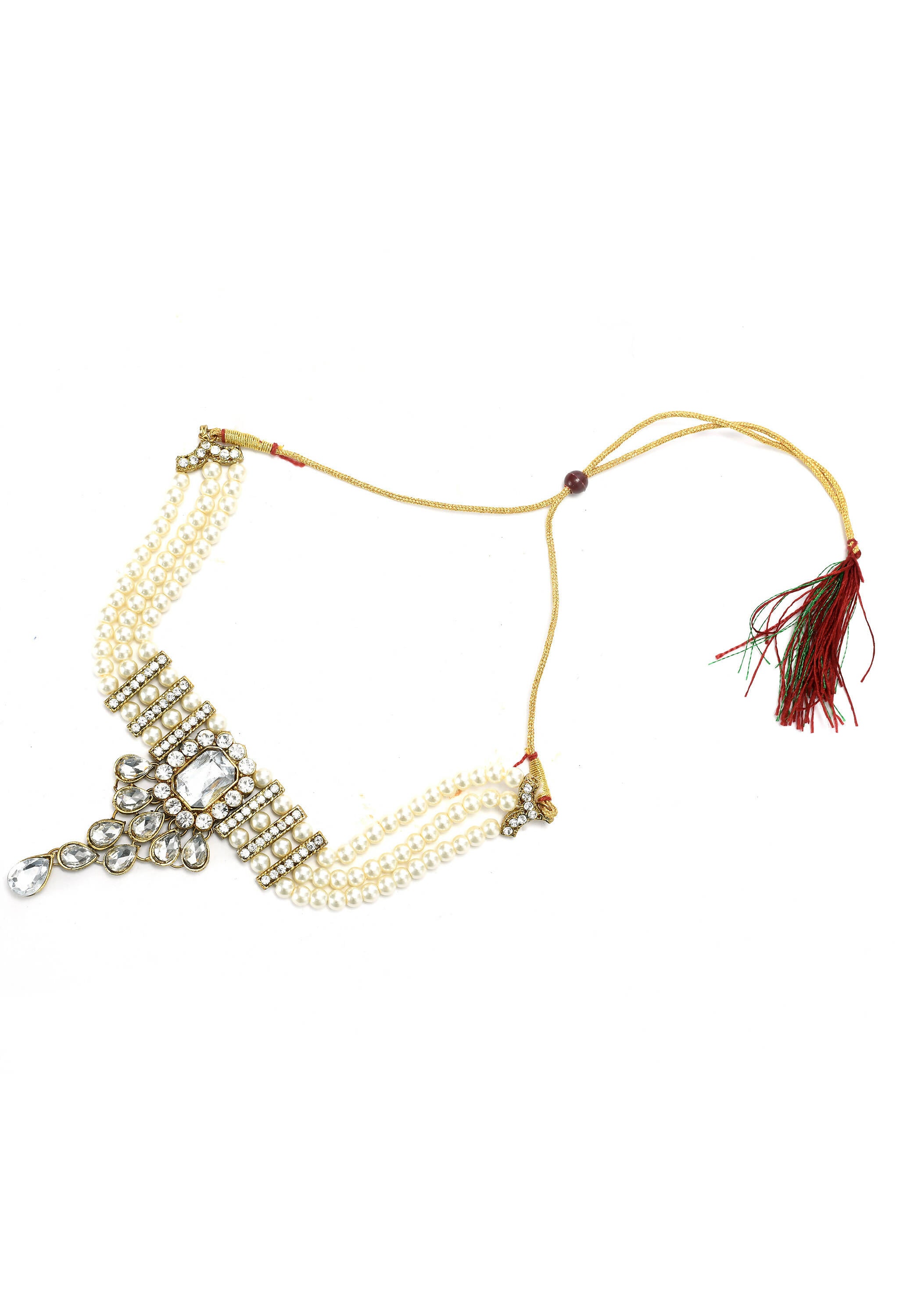 Mominos Fashion Johar Kamal Gold-Plated Brass Finish Kundan/Stone Choker For Women (White) - Distacart