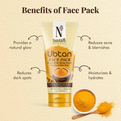NutriGlow NATURAL'S Ubtan Face & Body Pack with Haldi & Chandan - Distacart
