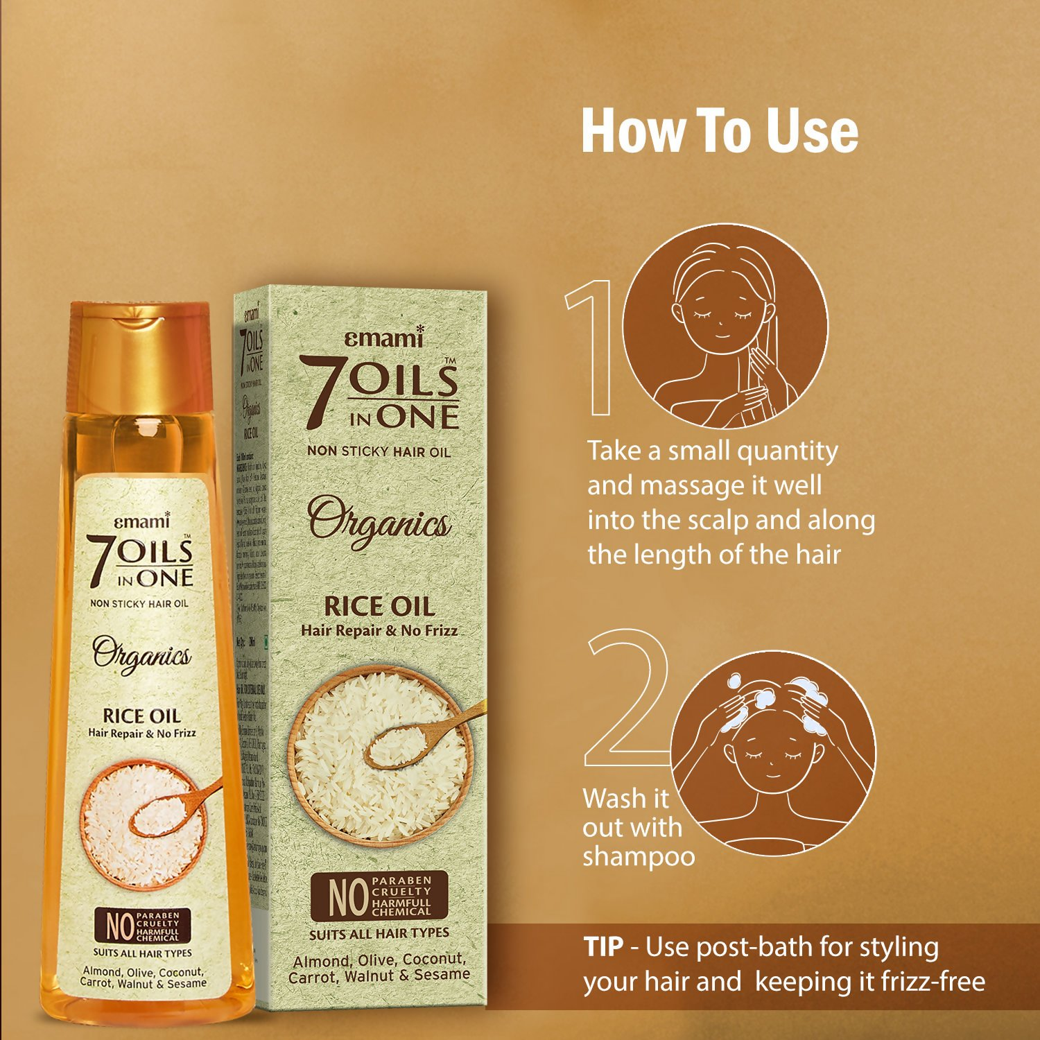 Emami 7 Oils In One Organics Rice Hair Oil - Distacart