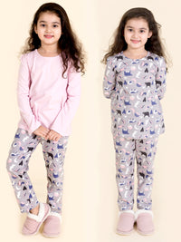 Thumbnail for Girls Pack Of 2 Pure Cotton Printed Night Suits - Mini Marvels - Distacart
