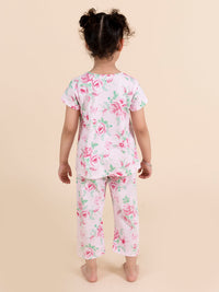 Thumbnail for Girls Pink White Printed Night Suit - Mini Marvels - Distacart