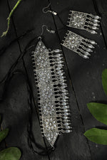 Thumbnail for Mominos Fashion Johar Kamal Women Silver-Plated Brass Finish Mirror Work Choker - Distacart