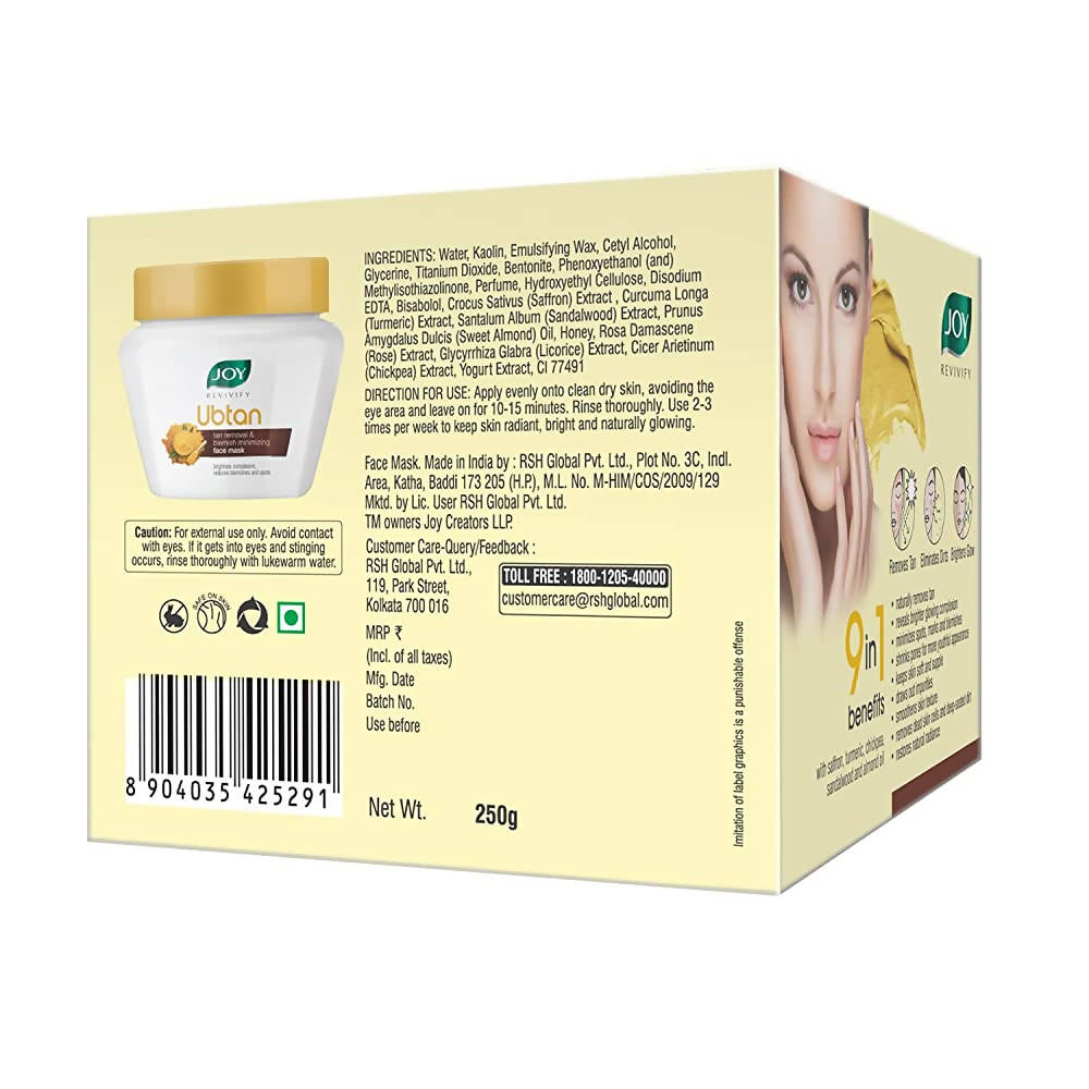 Joy Revivify Ubtan Tan Removal & Blemish Minimising Face Mask - Distacart