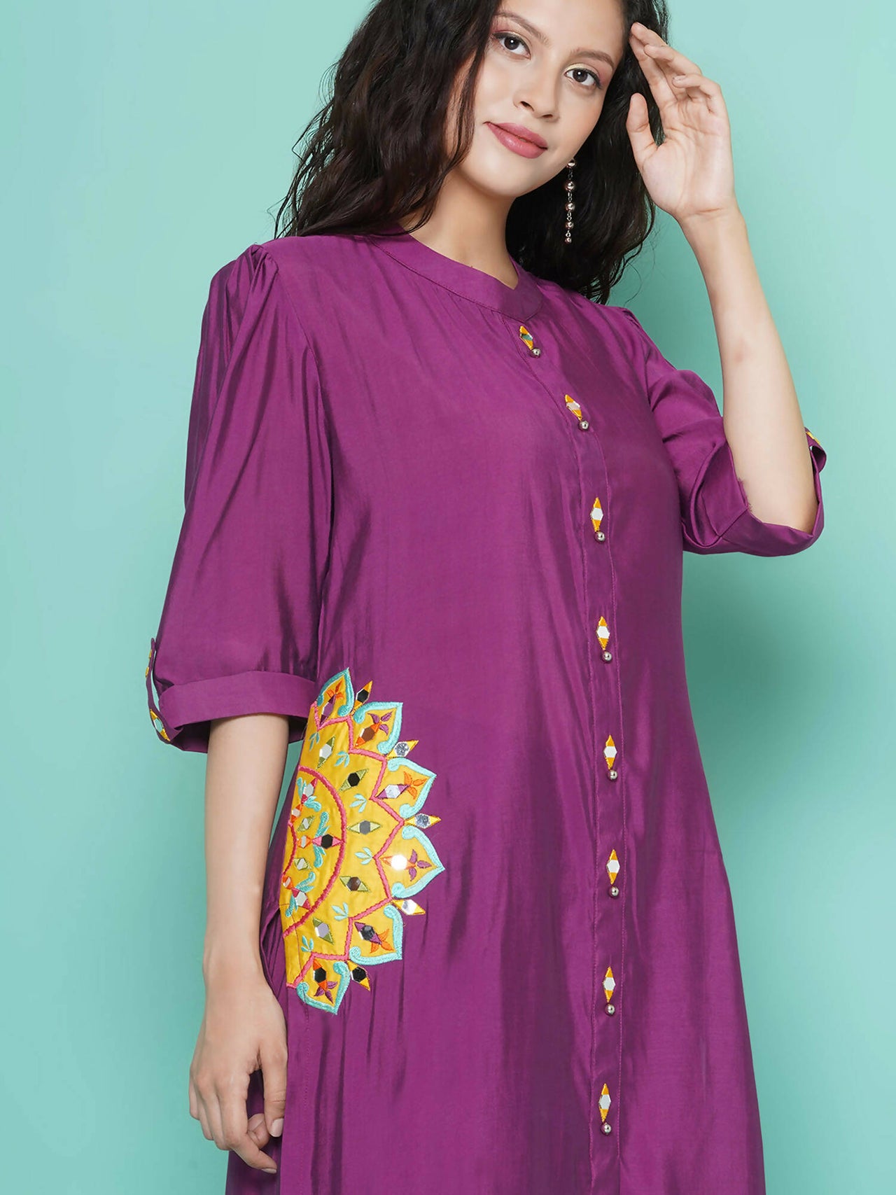Women Republic Purple Art Silk Embroidered Kurta with Afghani Salwar - Distacart