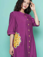 Thumbnail for Women Republic Purple Art Silk Embroidered Kurta with Afghani Salwar - Distacart