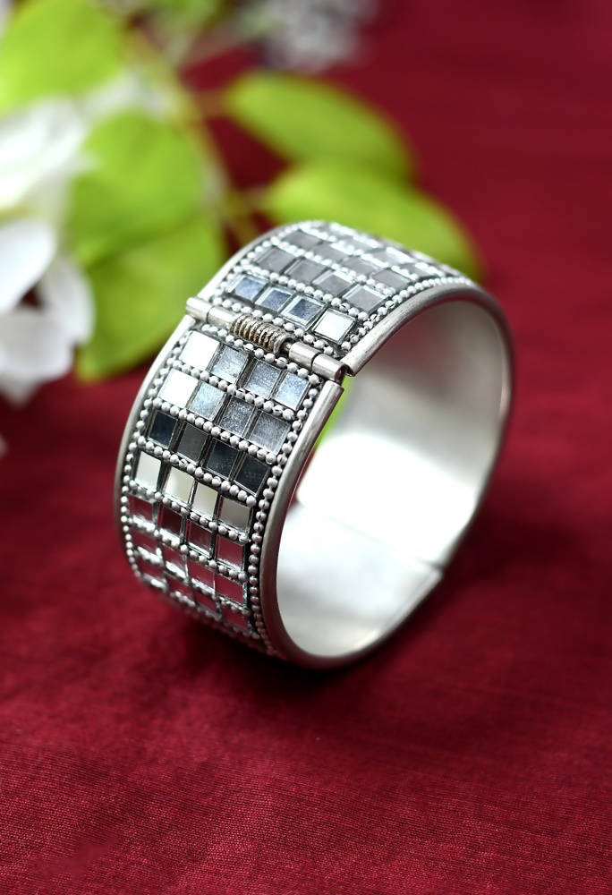 Mominos Fashion Kamal Johar Oxidised Mirror work Design Bracelet