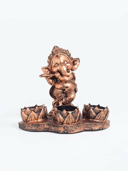 Golden Peacock Brown Ganesha Diya Holder - Distacart