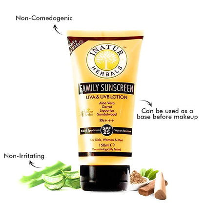 Inatur Family Sunscreen UVA & UVB Lotion SPF 25