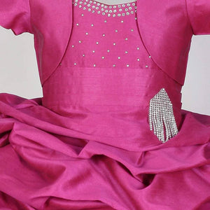 Asmaani Baby Girl's Pink Colour Satin A-Line Maxi Full Length Dress (AS-DRESS_22118) - Distacart
