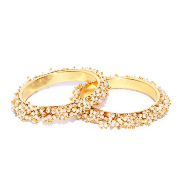 Mominos Fashion Trendy Gold Plated With Pearls Bangles